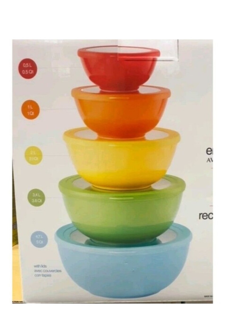 Pandex 5-Piece 100% Melamine Nesting Mixing Bowl Set with Clear See-Through Lids
